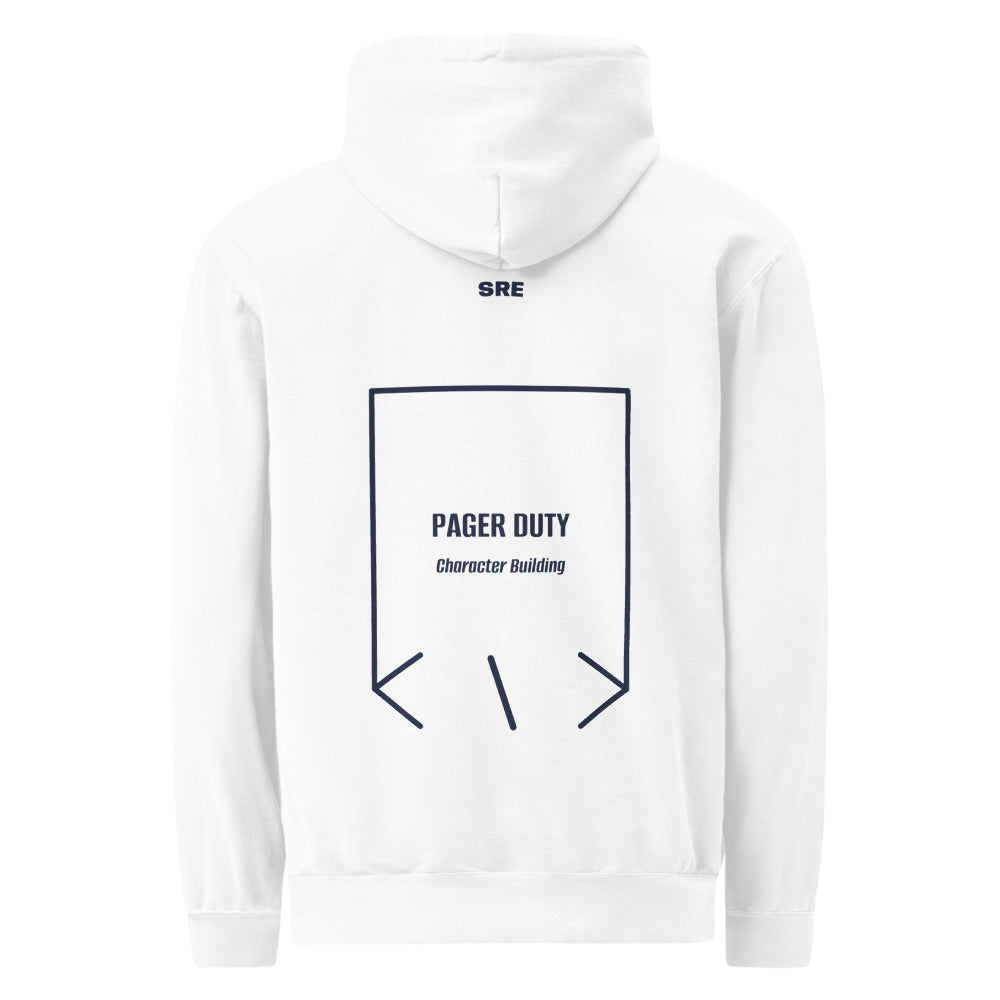 Pager Duty — White True Navy back mockup
