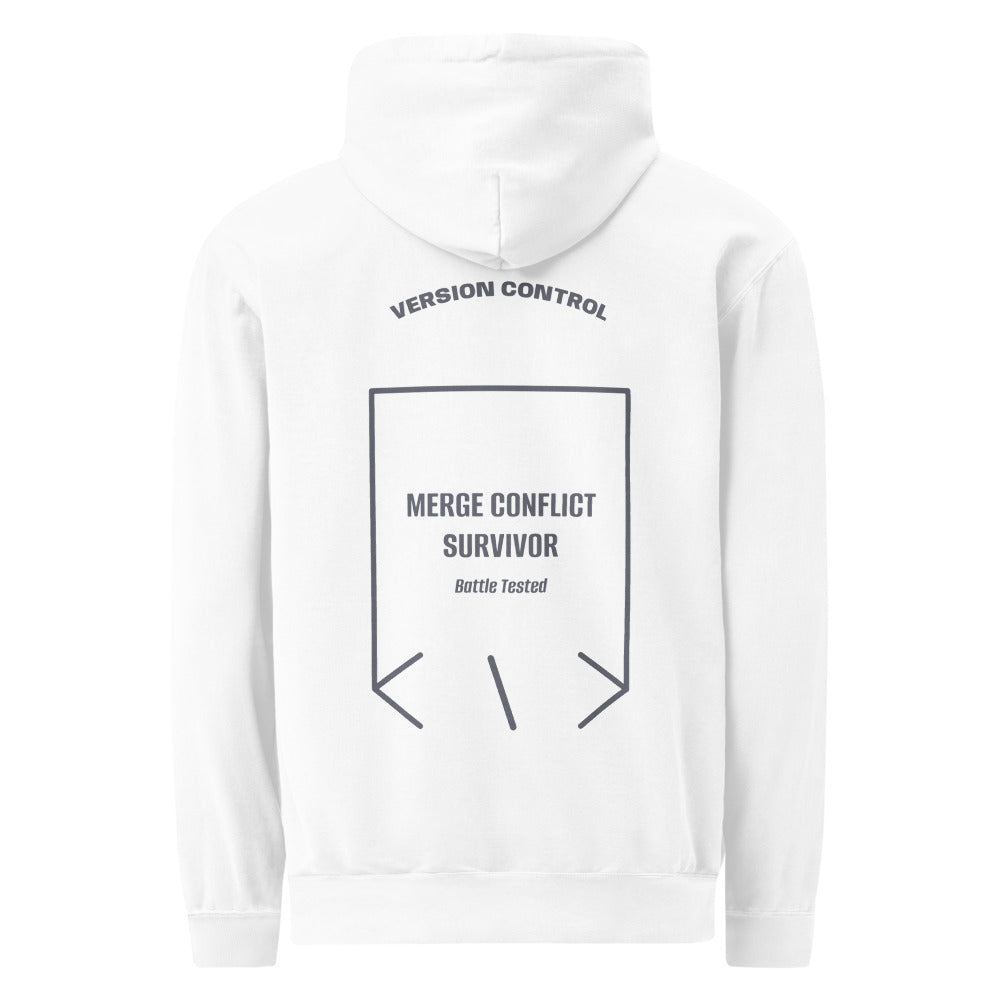 Merge Conflict Survivor — White Denim back mockup