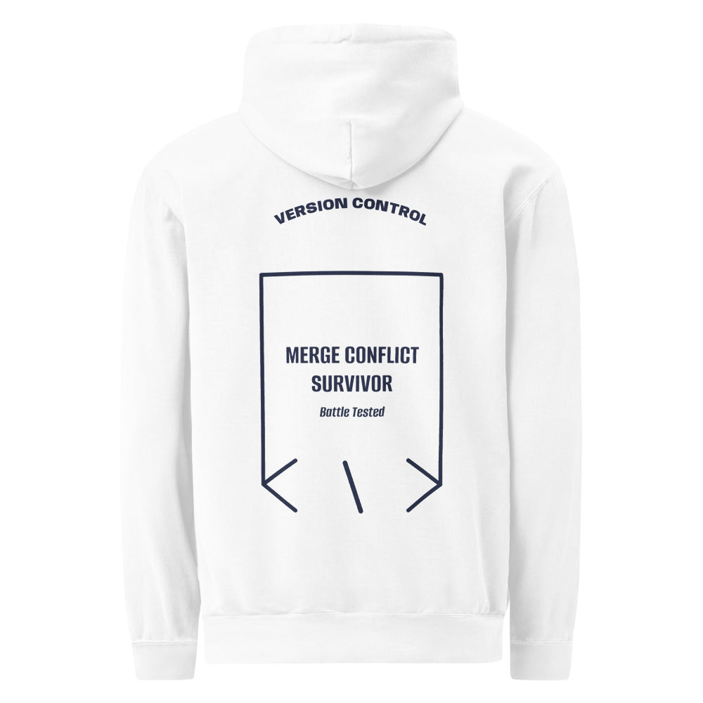 Merge Conflict Survivor — White True Navy back mockup