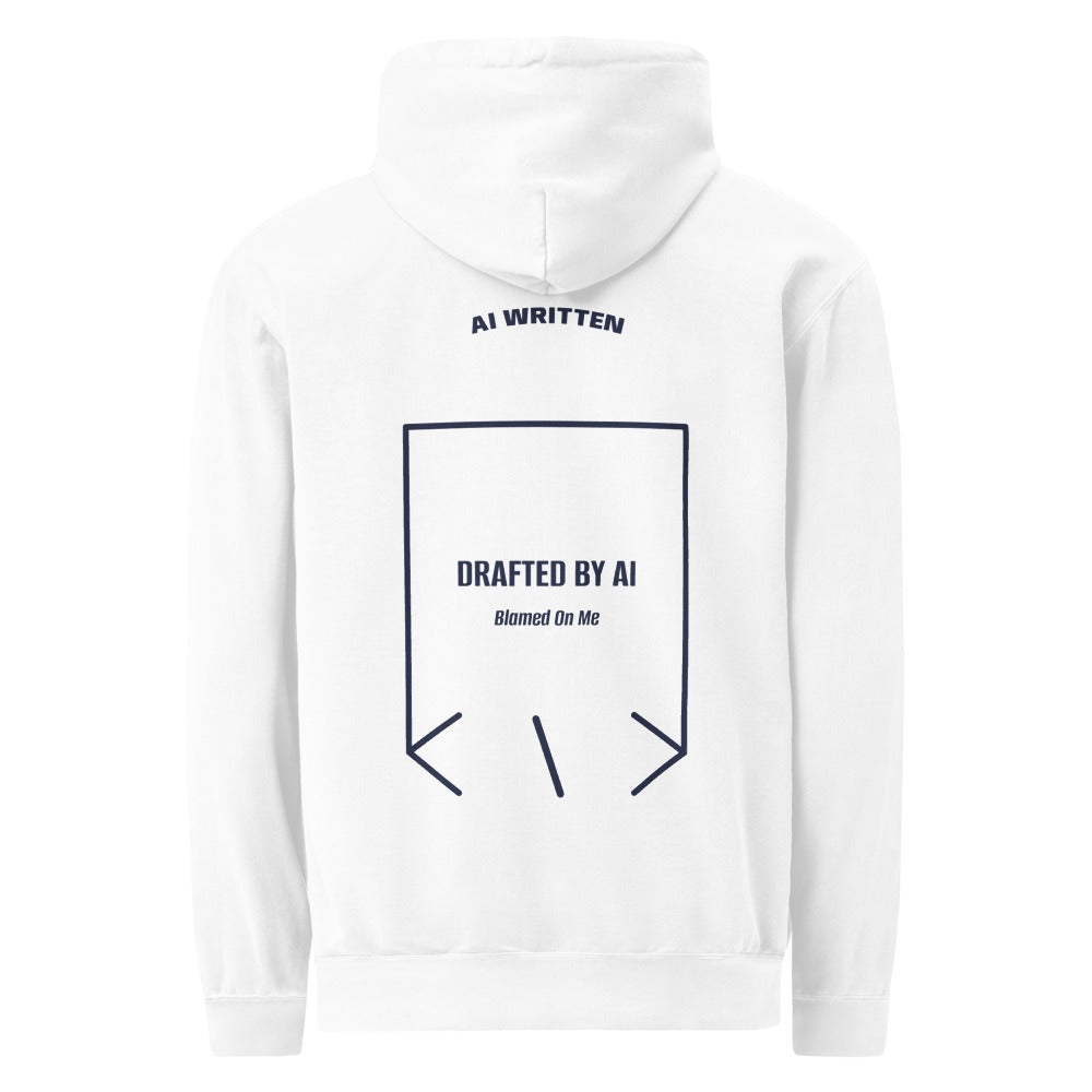 Drafted By AI — White True Navy back mockup