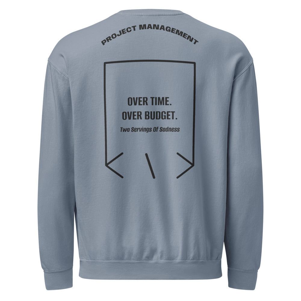 Over Time. Over Budget. — Blue Jean Black back mockup