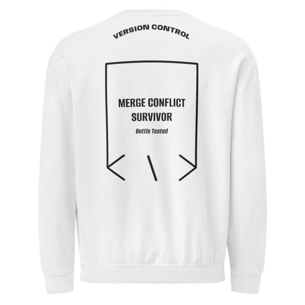Merge Conflict Survivor — White Black back mockup