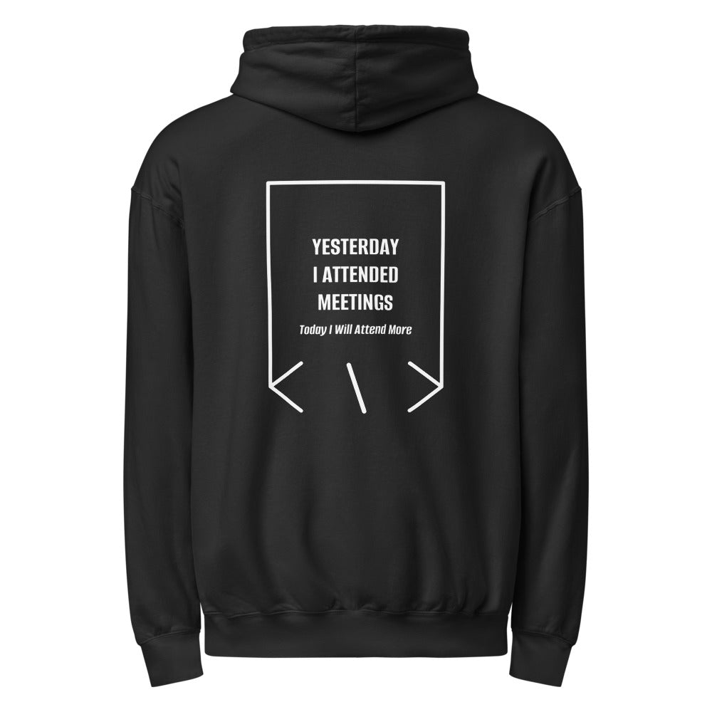 Yesterday I Attended Meetings — Black White back mockup