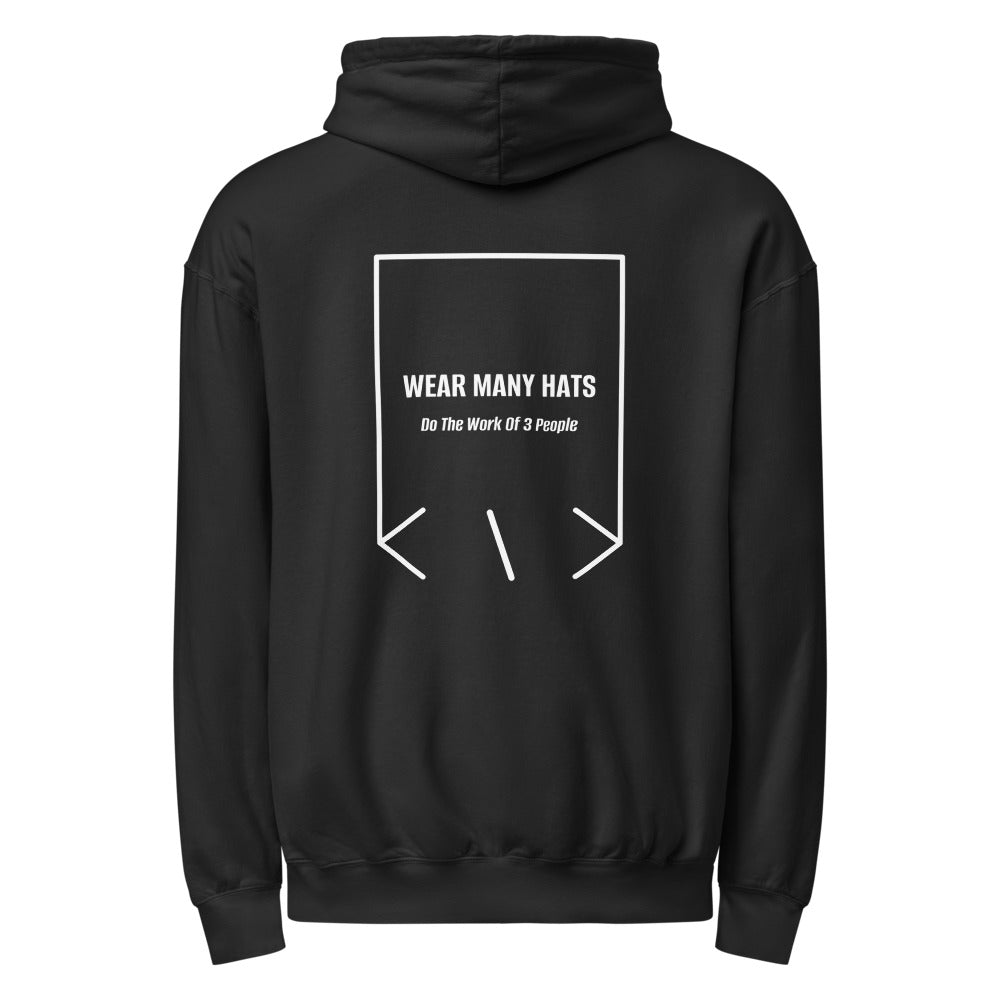 Wear Many Hats — Black White back mockup