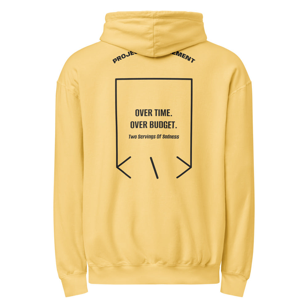 Over Time. Over Budget. — Butter Black back mockup