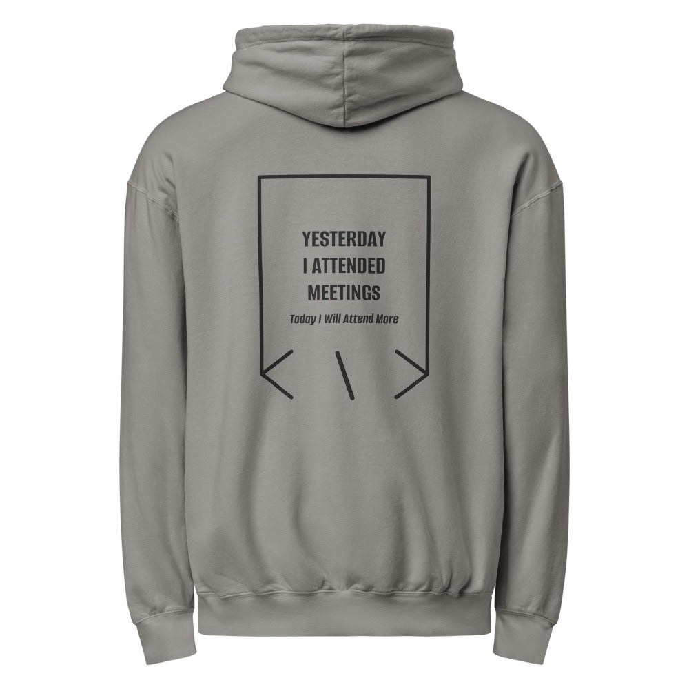 Yesterday I Attended Meetings — Grey Black back mockup