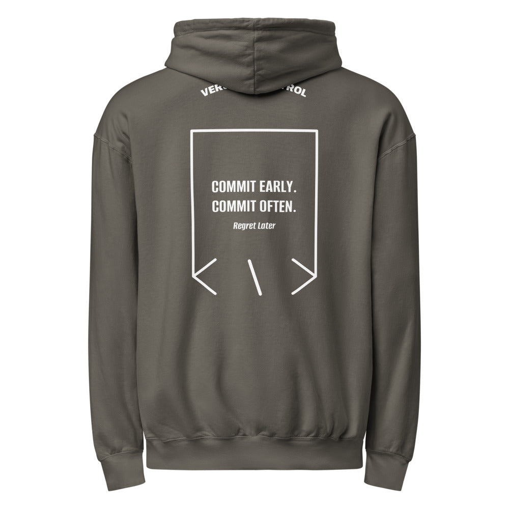 Commit Early. Commit Often. — Pepper White back mockup