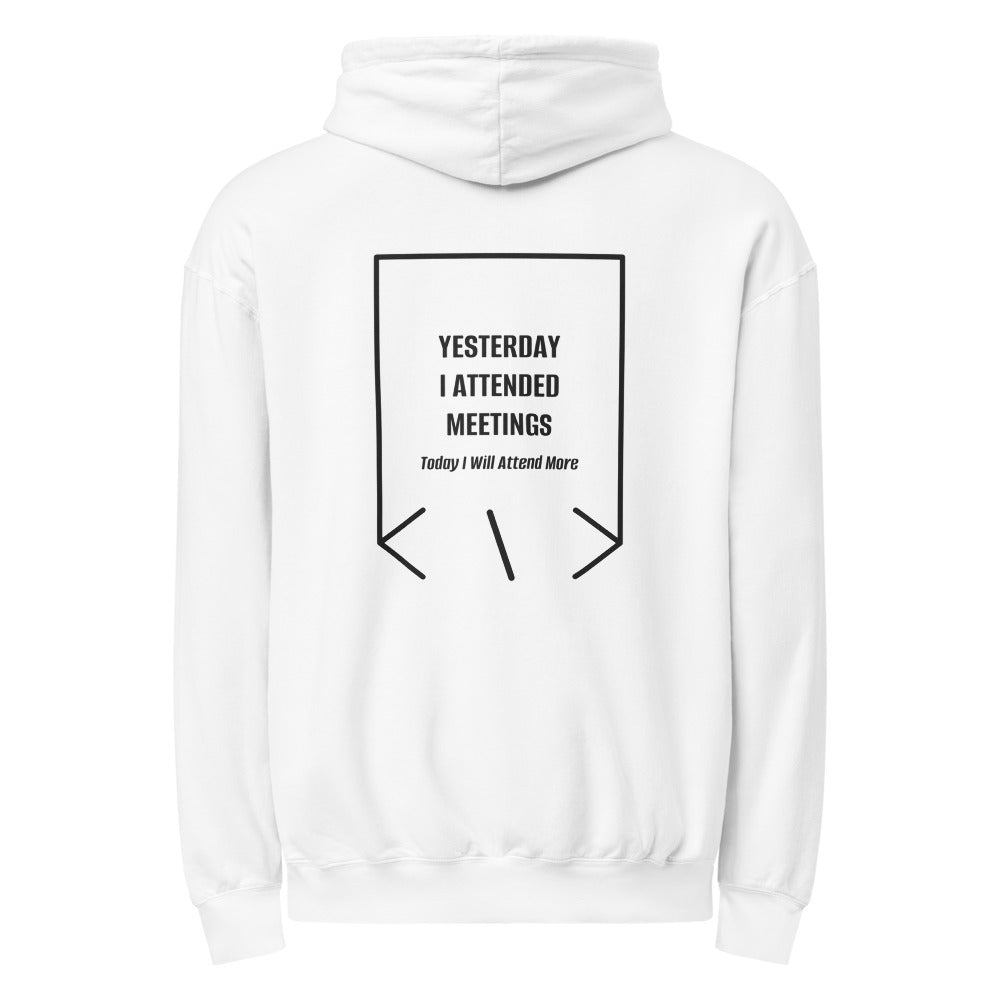 Yesterday I Attended Meetings — White Black back mockup
