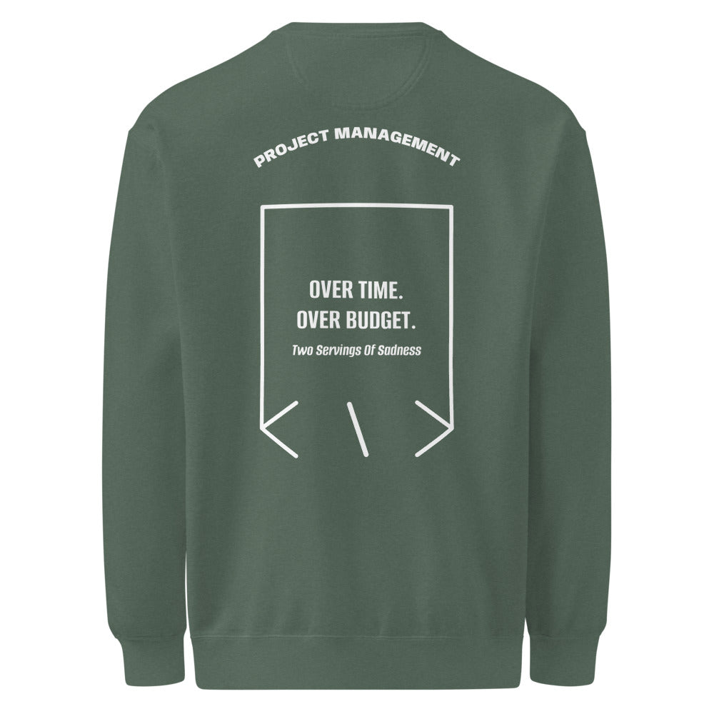 Over Time. Over Budget. — Blue Spruce White back mockup