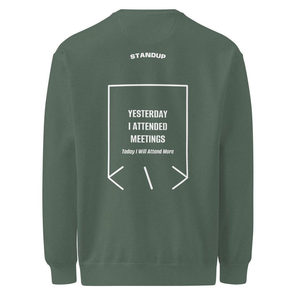 Yesterday I Attended Meetings — Blue Spruce White back mockup
