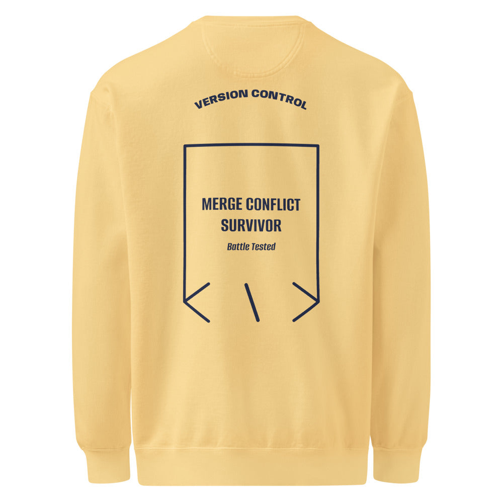 Merge Conflict Survivor — Butter True Navy back mockup