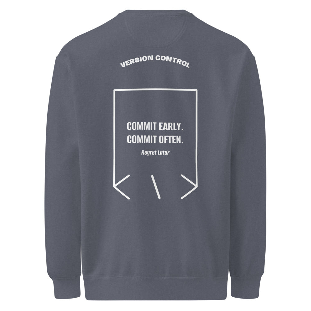 Commit Early. Commit Often. — Denim White back mockup