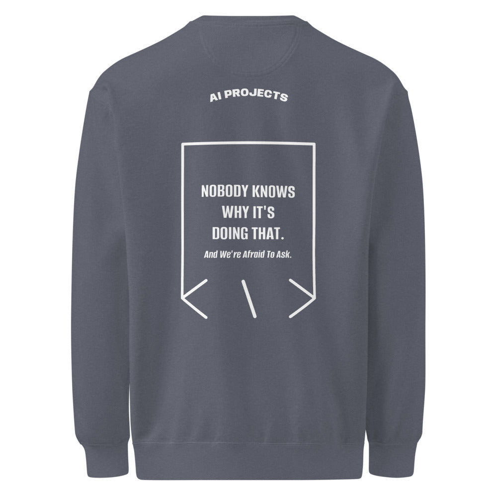 Nobody Knows Why It's Doing That. — Denim White back mockup