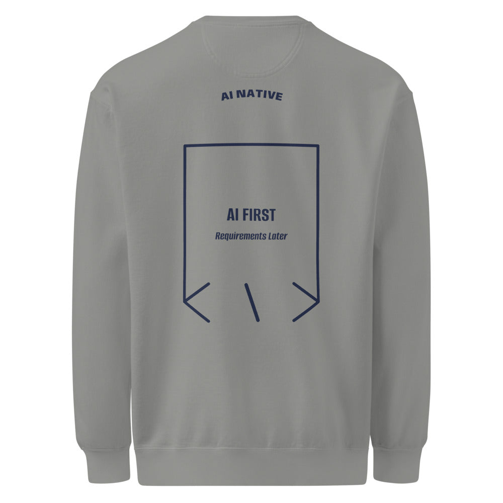 AI First — Grey True Navy back mockup