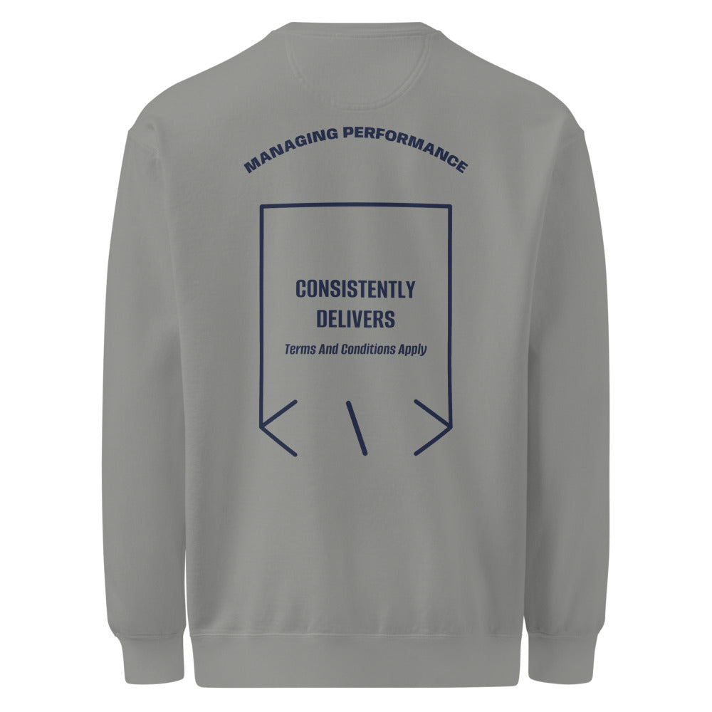 Consistently Delivers — Grey True Navy back mockup