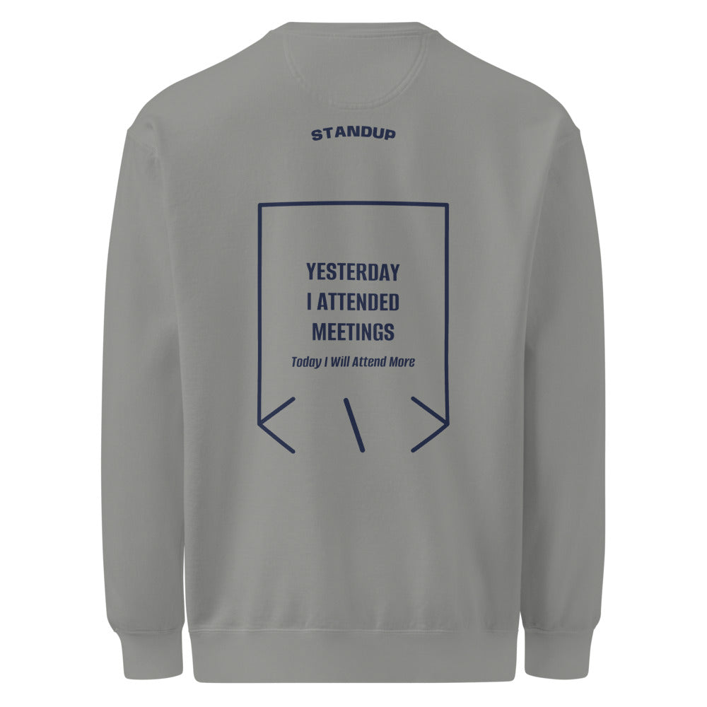 Yesterday I Attended Meetings — Grey True Navy back mockup