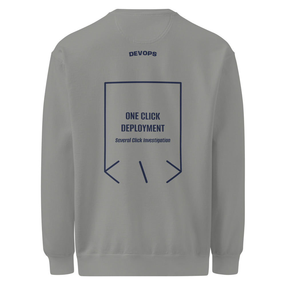 One Click Deployment — Grey True Navy back mockup