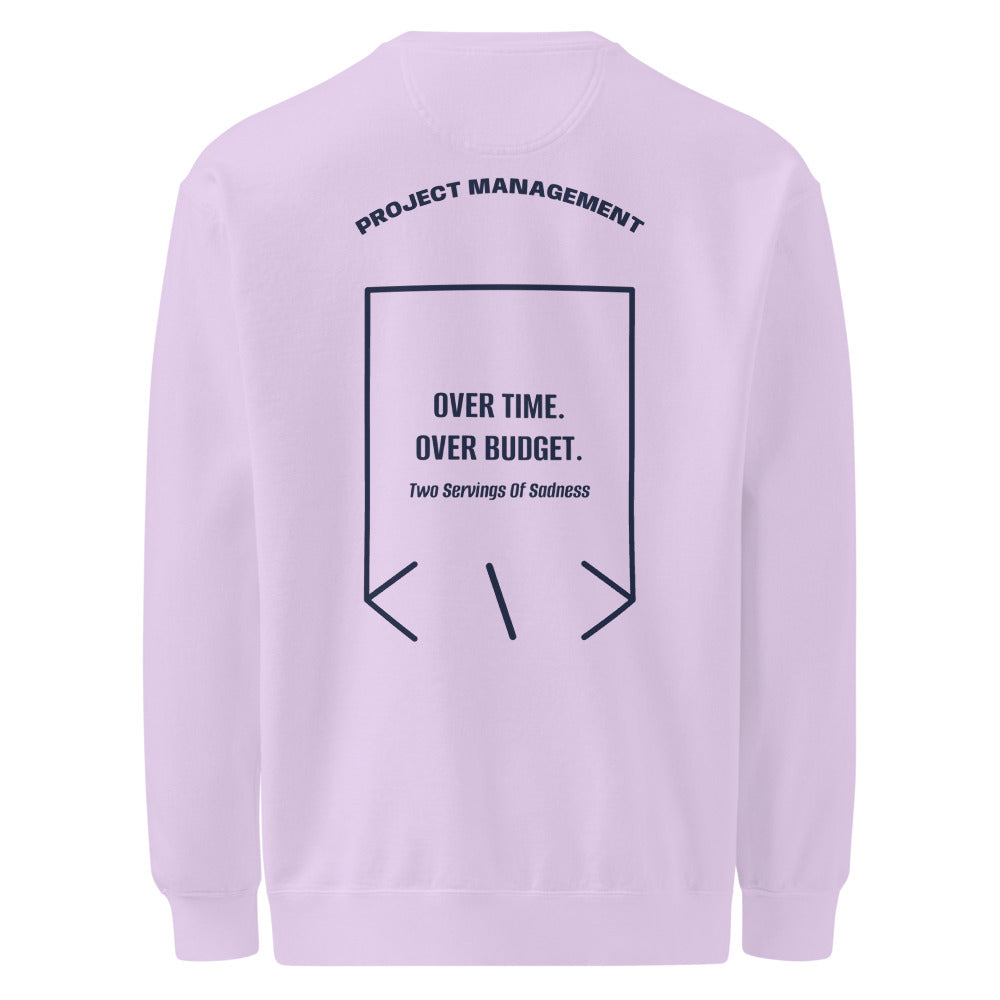 Over Time. Over Budget. — Orchid True Navy back mockup