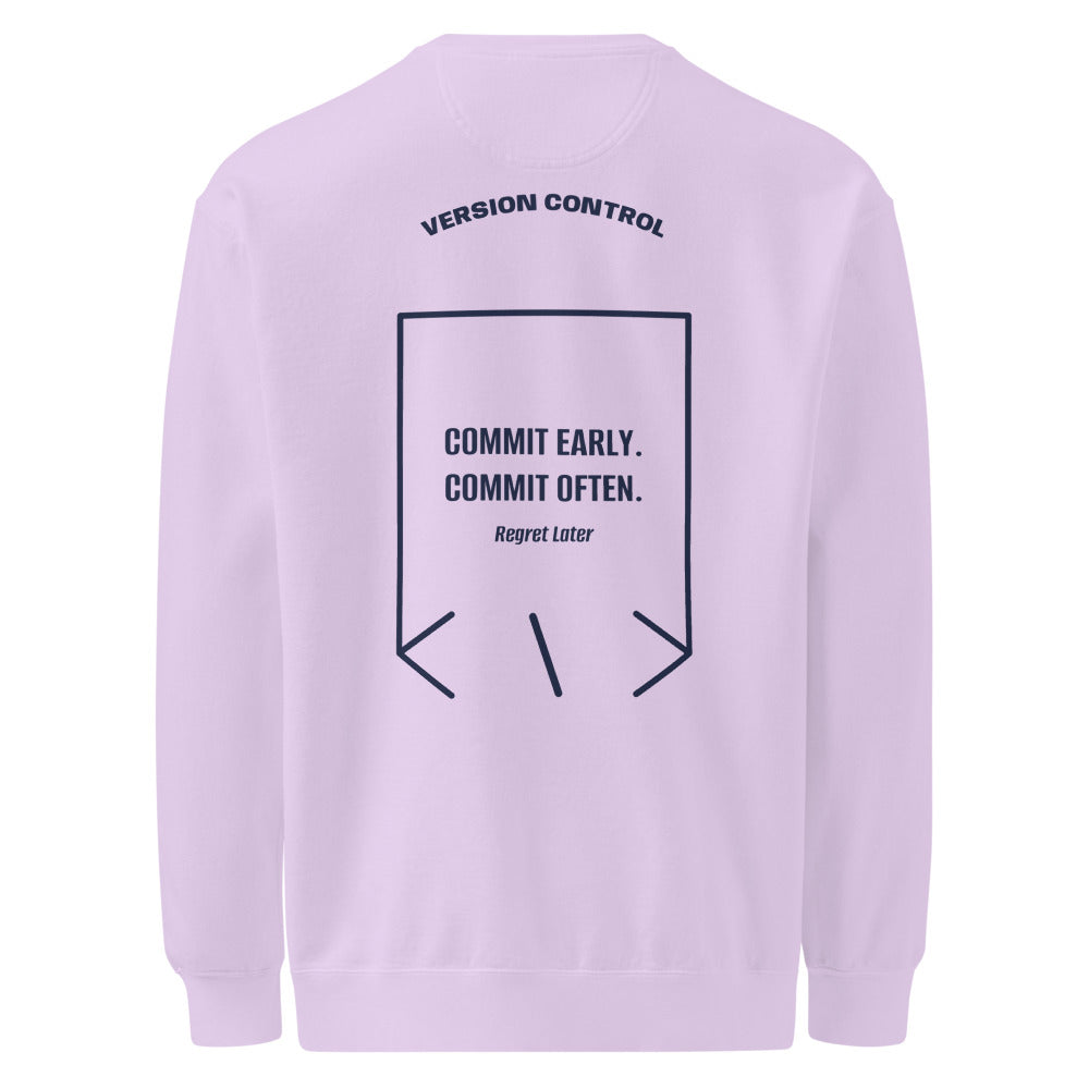 Commit Early. Commit Often. — Orchid True Navy back mockup
