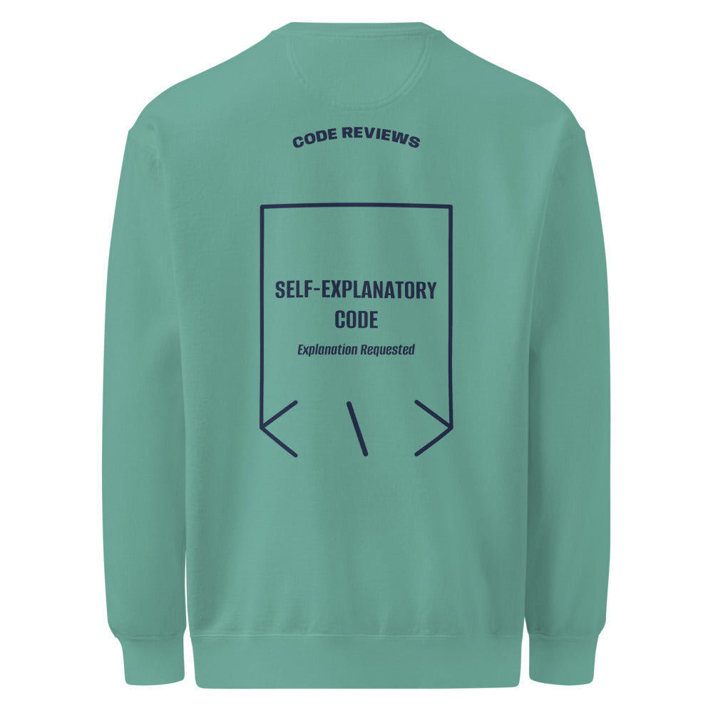 Self-Explanatory Code — Seafoam True Navy back mockup