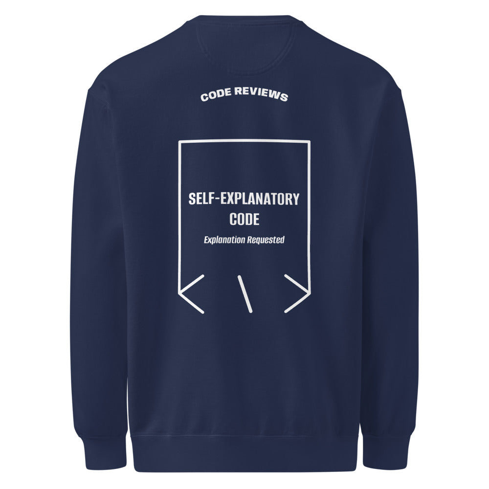 Self-Explanatory Code — True Navy White back mockup