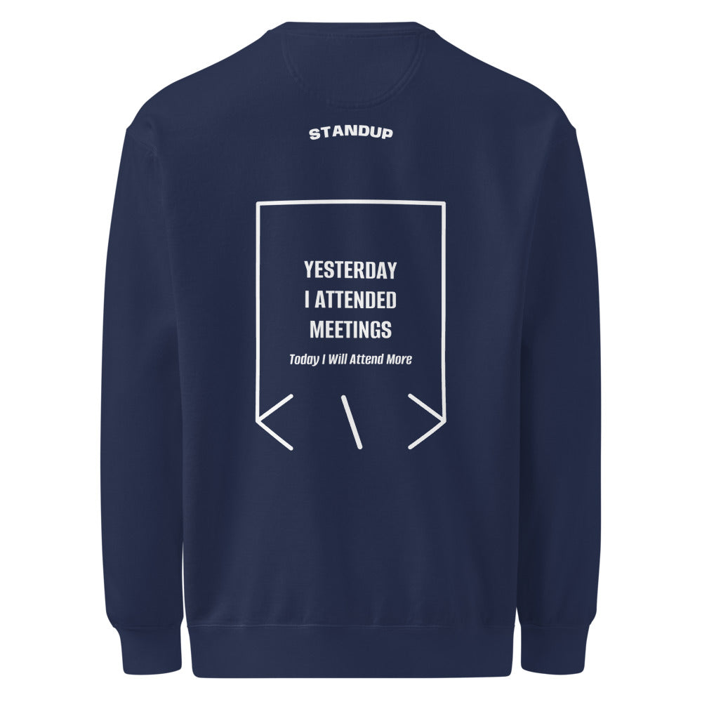 Yesterday I Attended Meetings — True Navy White back mockup