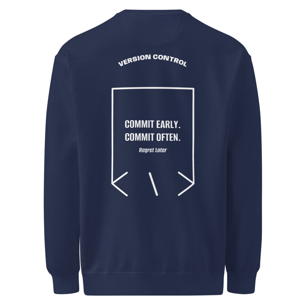 Commit Early. Commit Often. — secondary back mockup