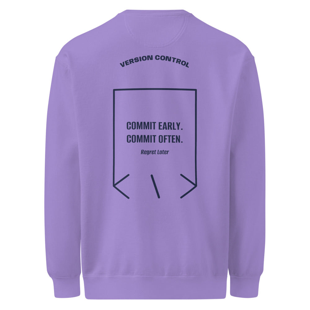 Commit Early. Commit Often. — Violet True Navy back mockup