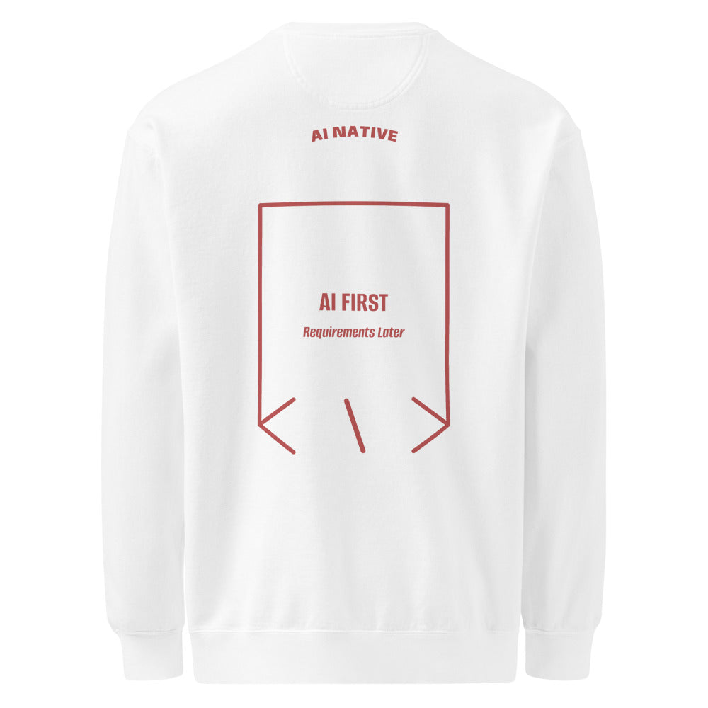 AI First — White Crimson back mockup