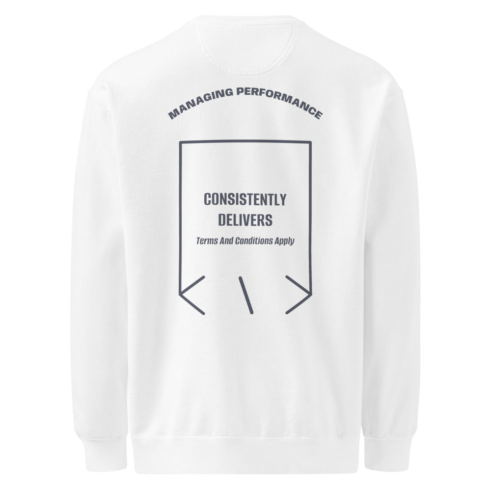 Consistently Delivers — White Denim back mockup