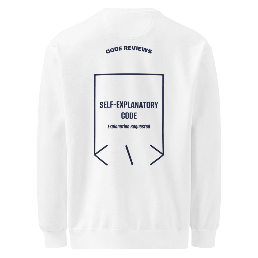Self-Explanatory Code — White True Navy back mockup