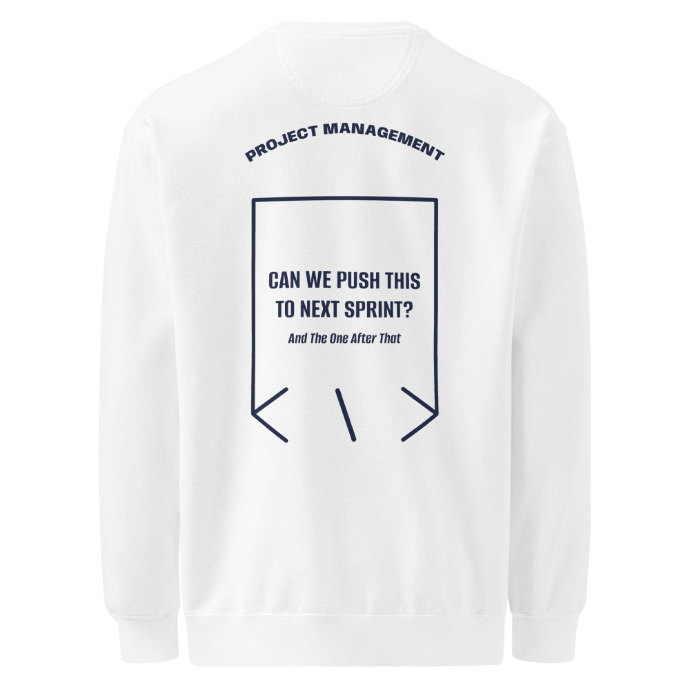 Can We Push This To Next Sprint? — White True Navy back mockup