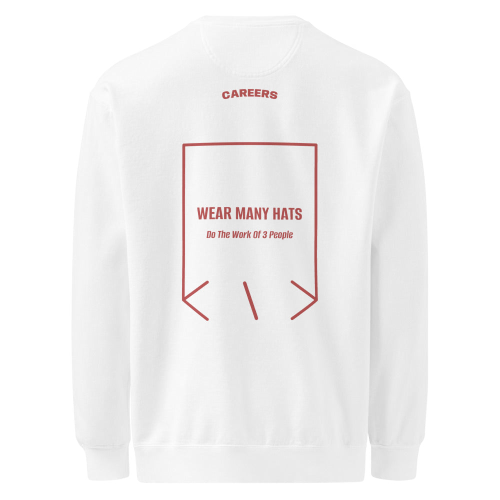 Wear Many Hats — White Crimson back mockup