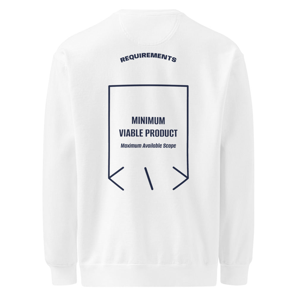 Minimum Viable Product — White True Navy back mockup