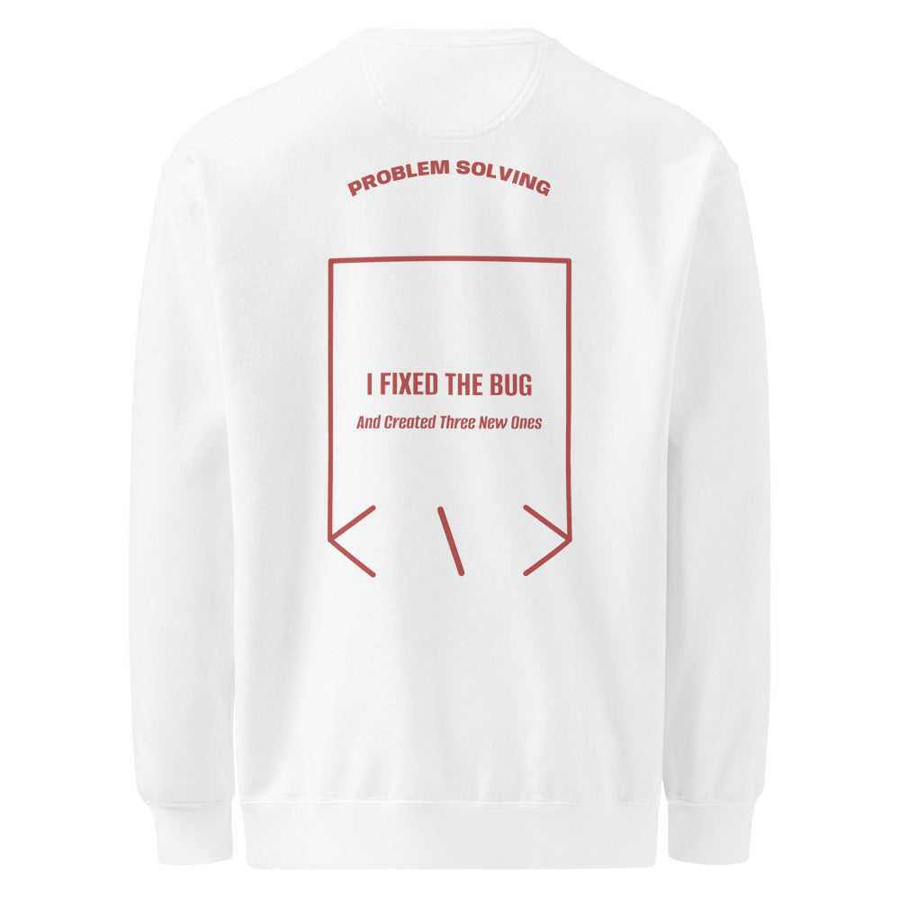 I Fixed The Bug — White Crimson back mockup