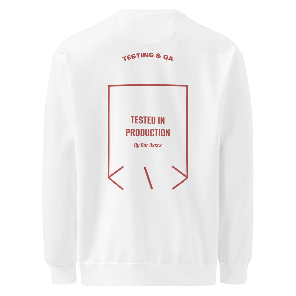 Tested In Production — White Crimson back mockup
