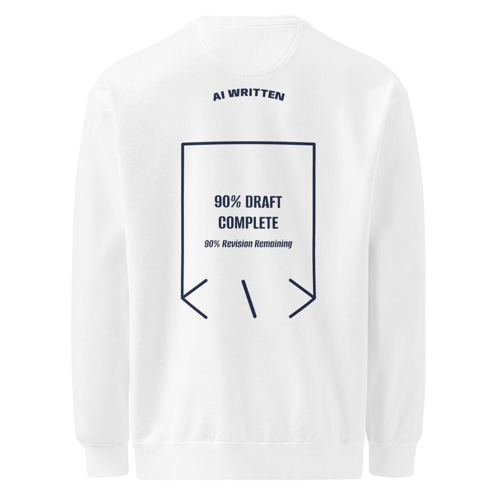 90% Draft Complete — White True Navy back mockup