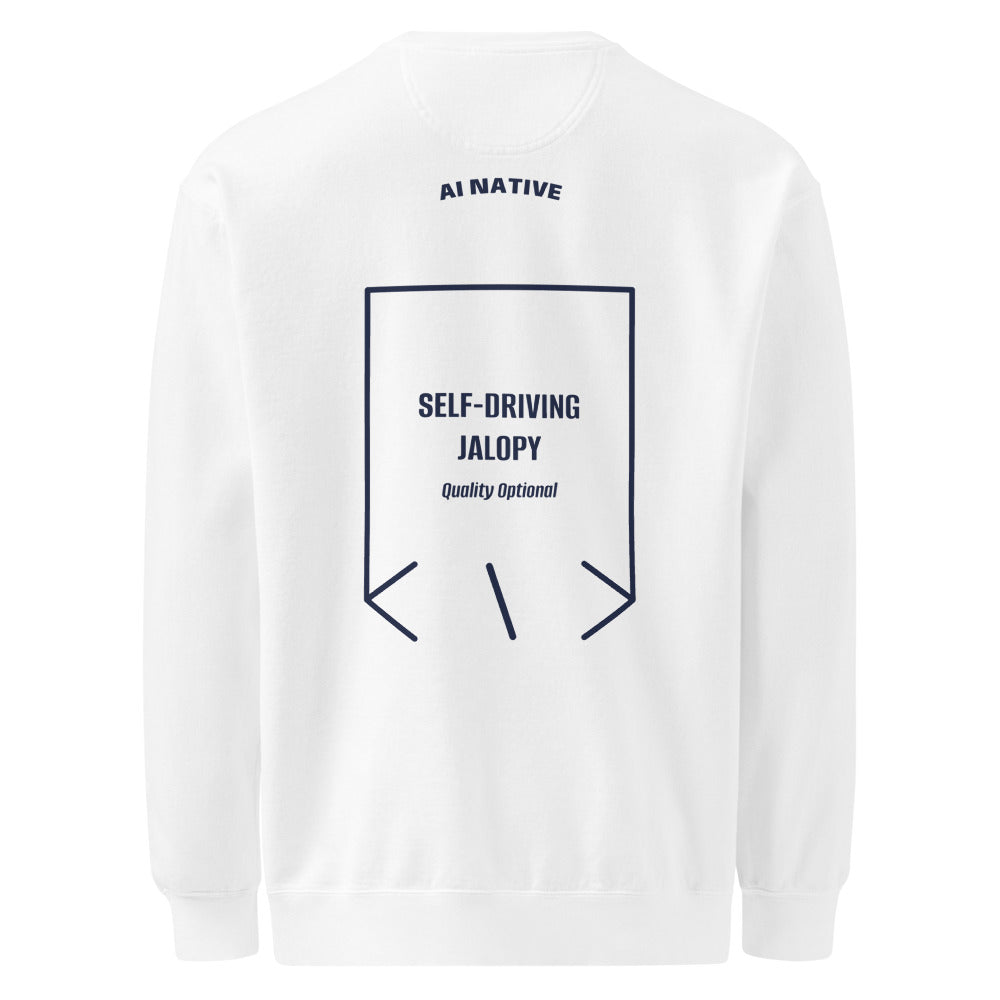 Self-Driving Jalopy — White True Navy back mockup