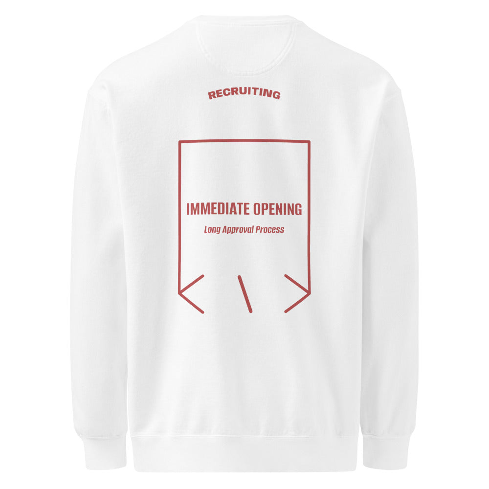 Immediate Opening — White Crimson back mockup