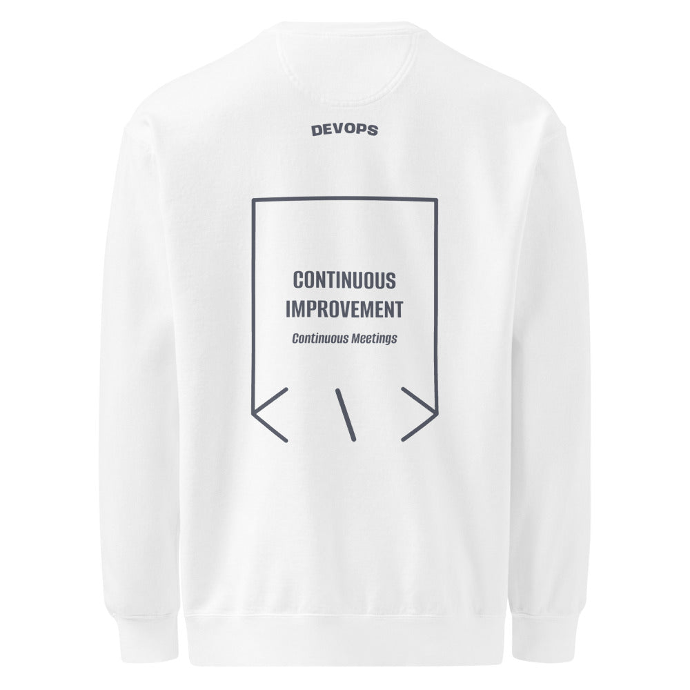 Continuous Improvement — White Denim back mockup