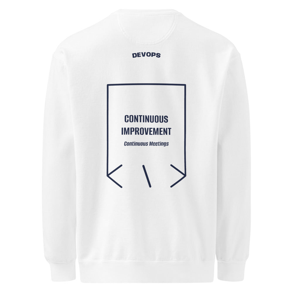 Continuous Improvement — White True Navy back mockup