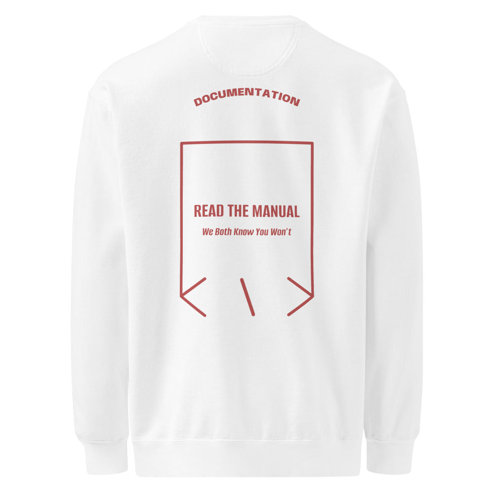 Read The Manual — White Crimson back mockup