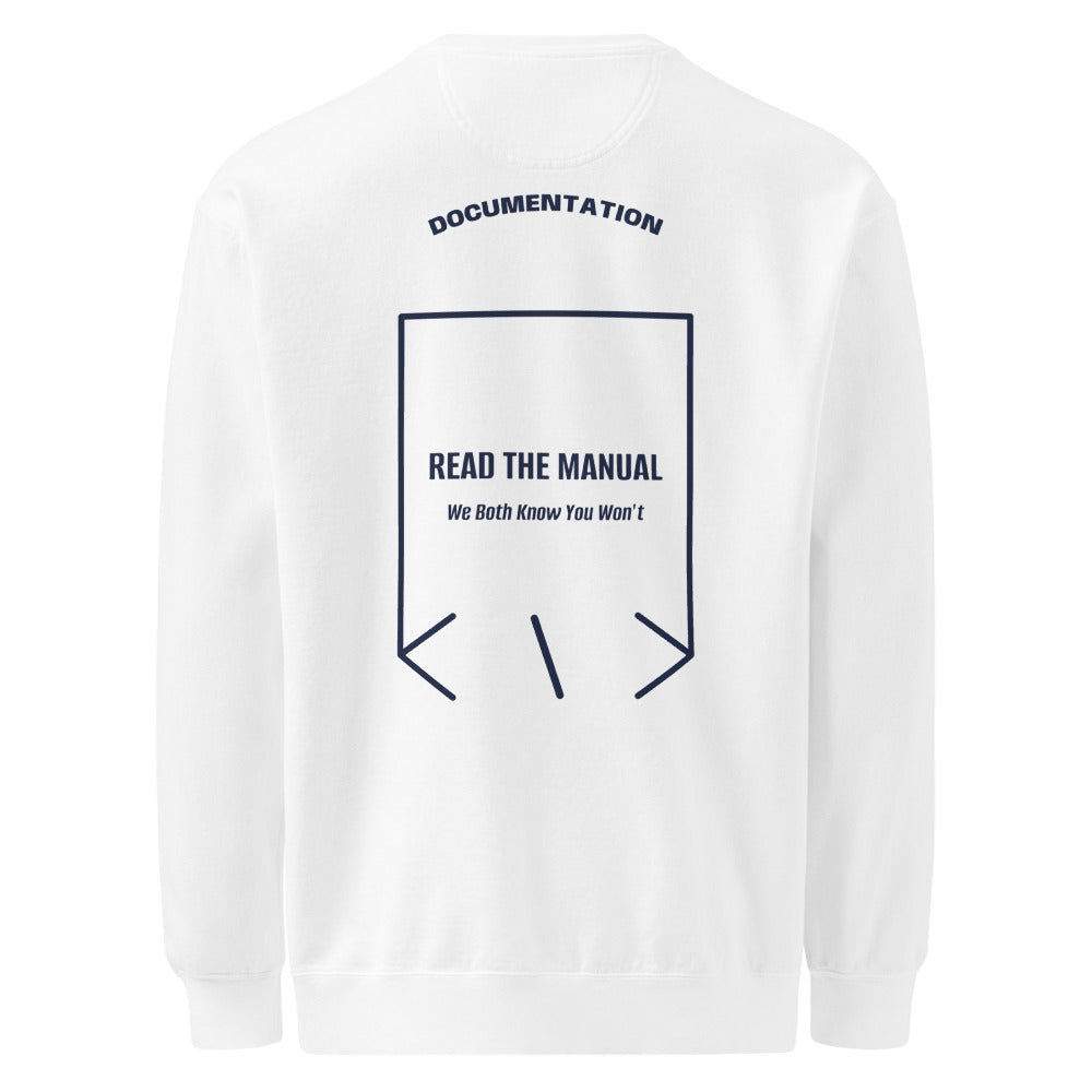 Read The Manual — White True Navy back mockup