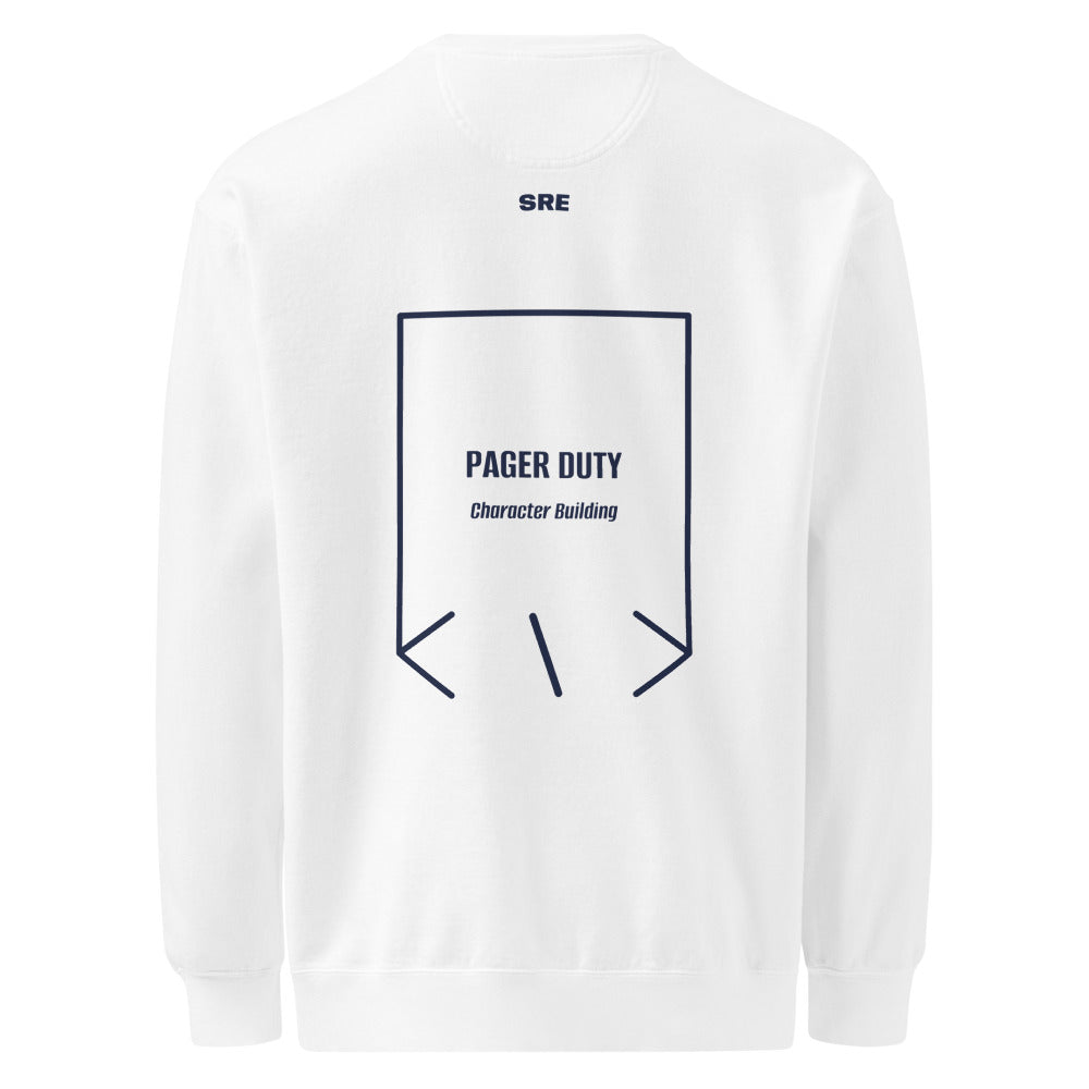 Pager Duty — White True Navy back mockup