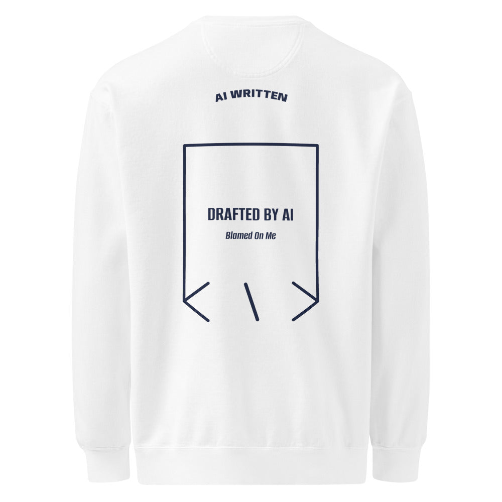 Drafted By AI — White True Navy back mockup