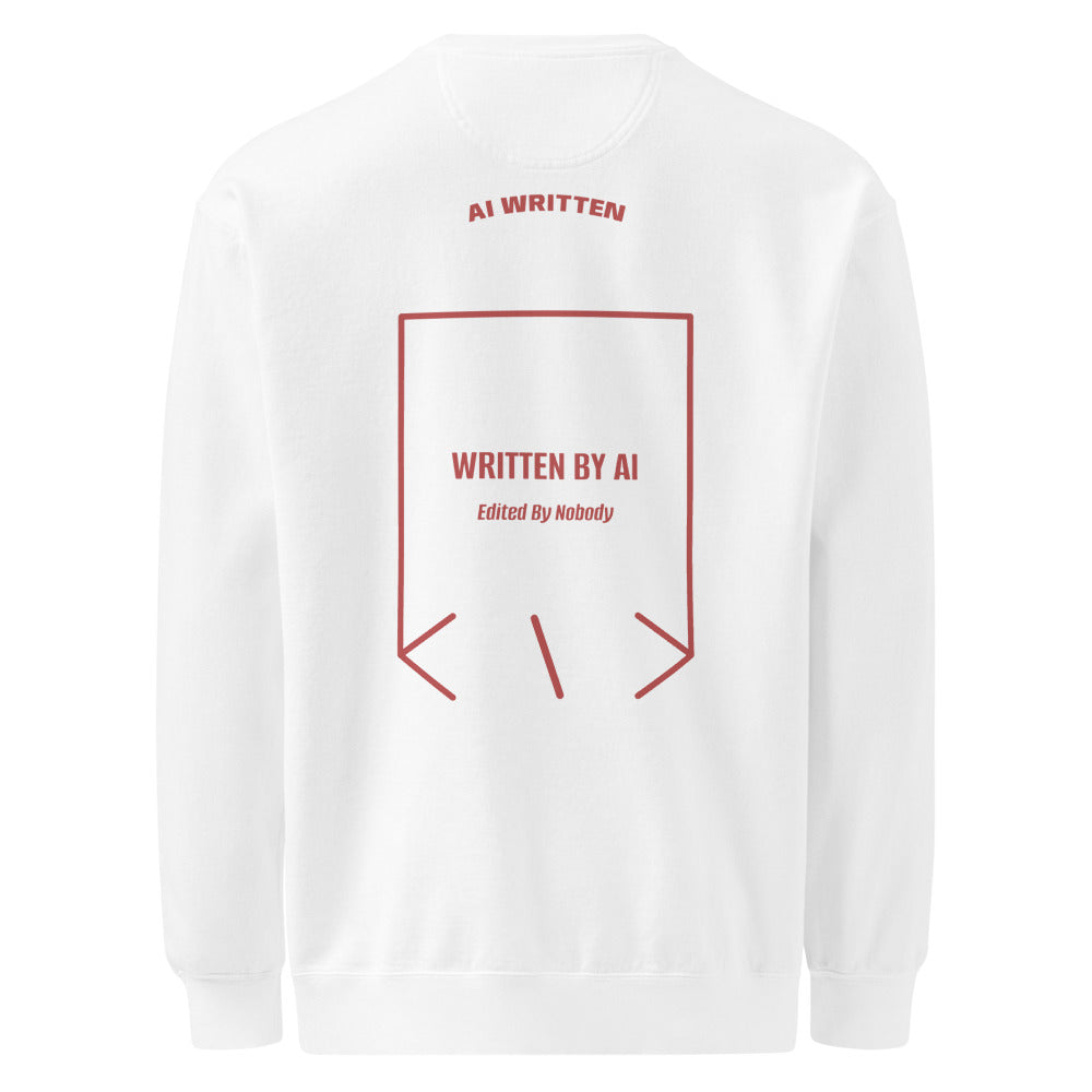 Written By AI — White Crimson back mockup