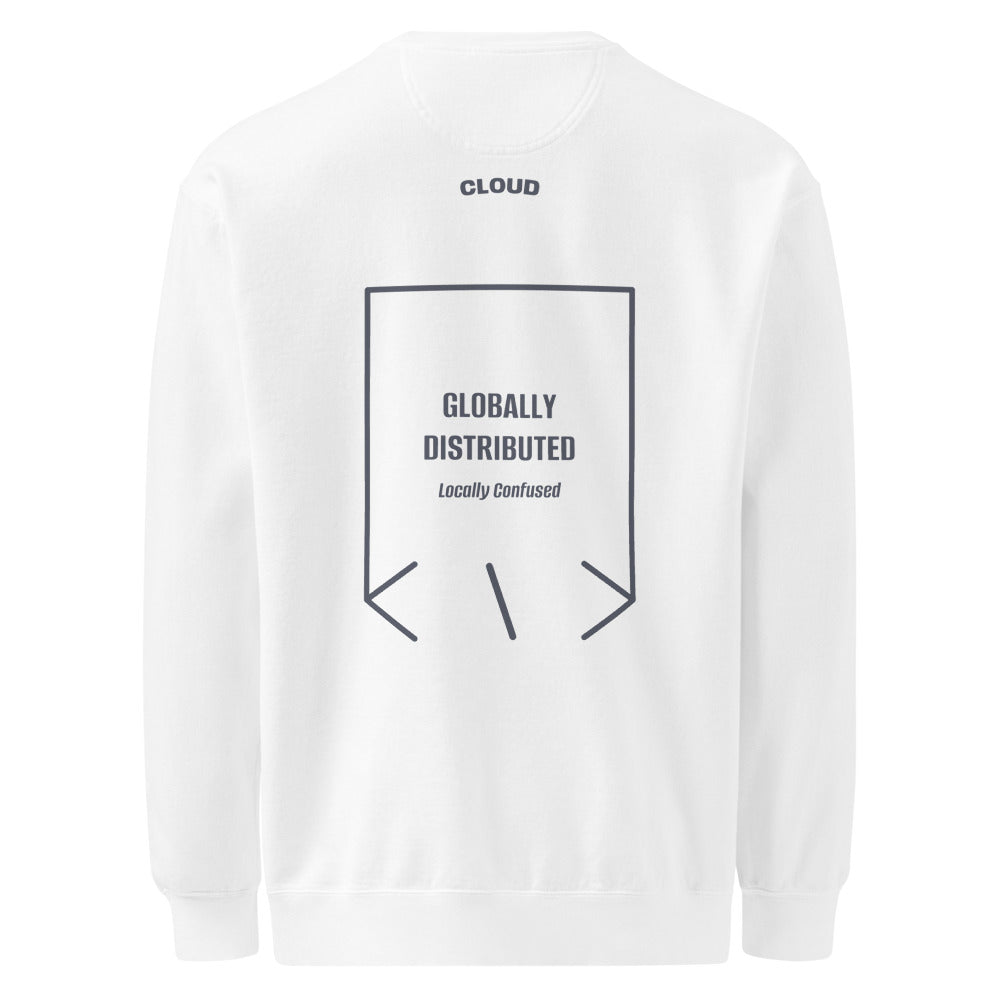 Globally Distributed — White Denim back mockup