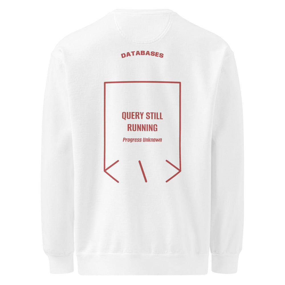 Query Still Running — White Crimson back mockup