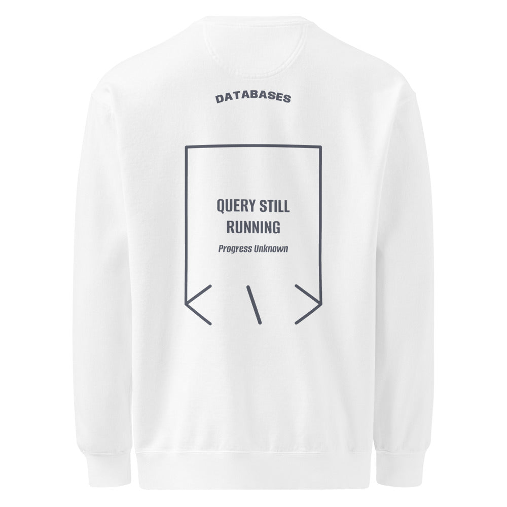 Query Still Running — White Denim back mockup