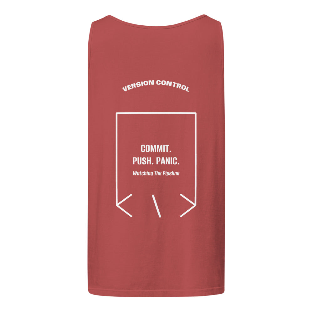 Commit. Push. Panic. — Crimson White back mockup